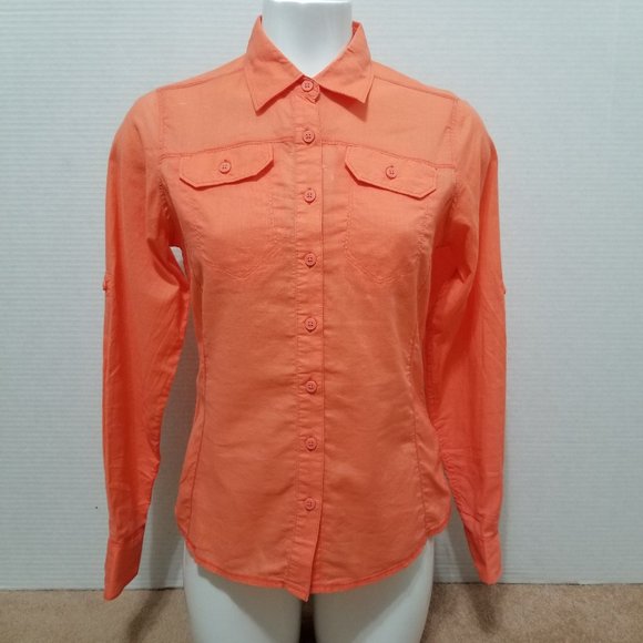 Columbia top Small Camp Henry Solid Long Sleeve button up down 100% cotton - Picture 1 of 15